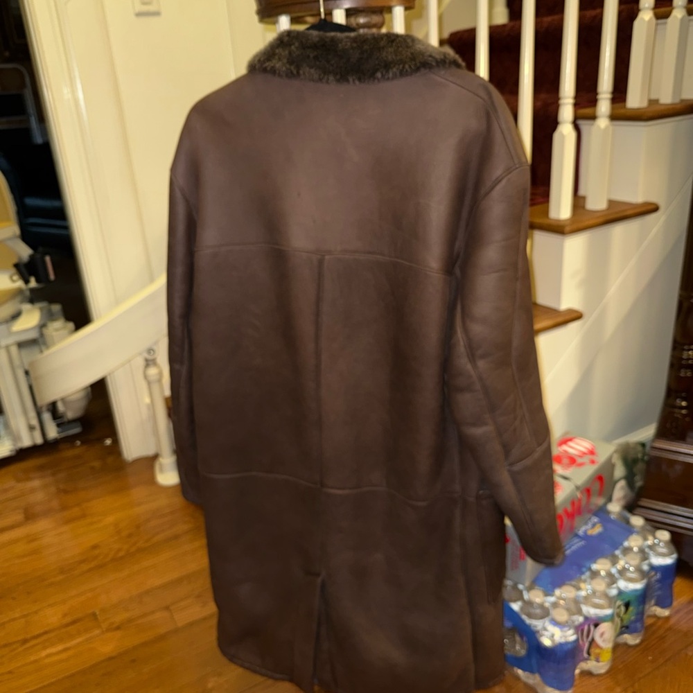Men's Brown leather and Shearling Coat by bruno magli.
